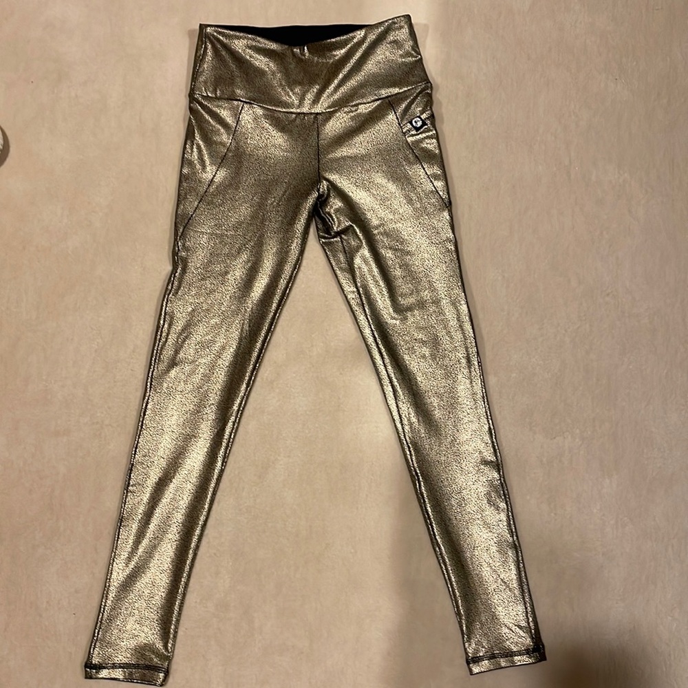 Gottex Gold and Black Speckle Leggings In Size XS
